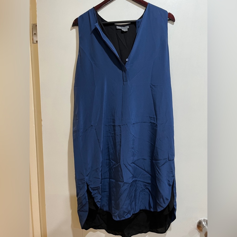 Vince Silk Dress Spilt Dress Navy Blue Size Large